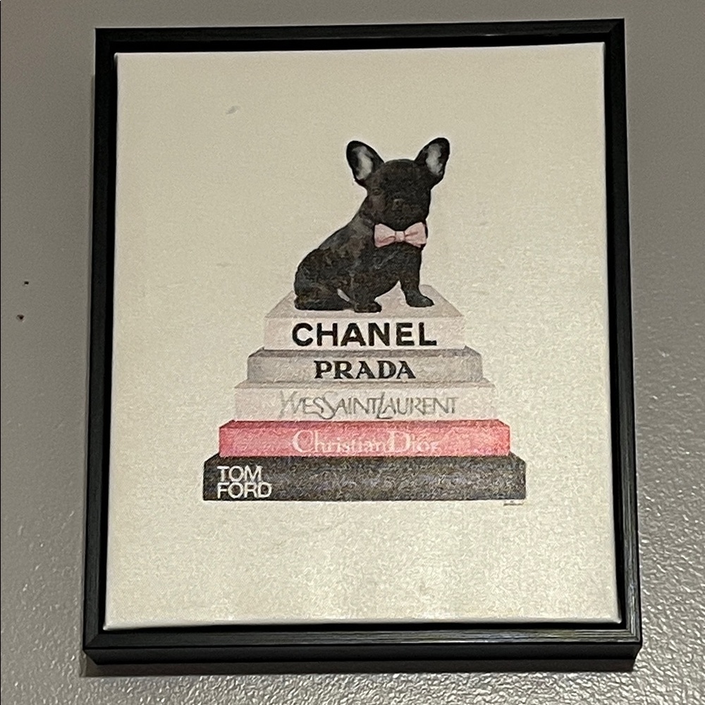 Chic Dog Art Print with Designer Books